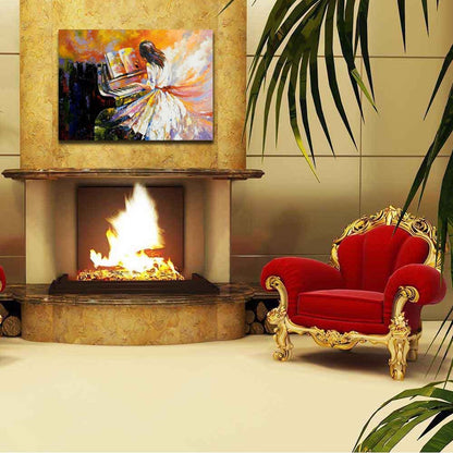 Girl Playing On The Piano | Canvas Painting for Bedroom & Living Room | Engineered Wood Frame | 28 x 20 inch (71 x 51 cms)