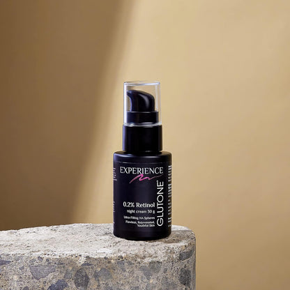 Glutone 0.2% Retinol Night Cream with Ultra Filling Hyaluronic Acid Spheres |Youthful & Rejuvenated Skin | Fades Wrinkles & Fine Lines | 30 g