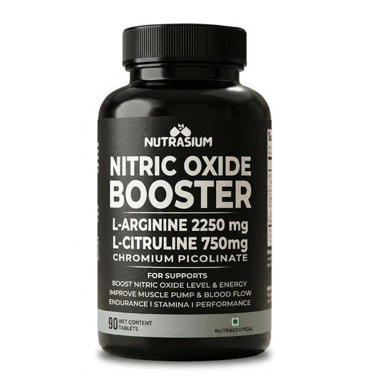 Nutrasium Nitric Oxide Supplement For Man | 2250 mg L-Arginine, 750 mg L-Citrulline with Chromium Picolinate For Supports Nitric Oxide Level, Improve Muscle Pump & Blood Flow, Boost Endurance, Stamina & Performance | 90 veg Tablets.