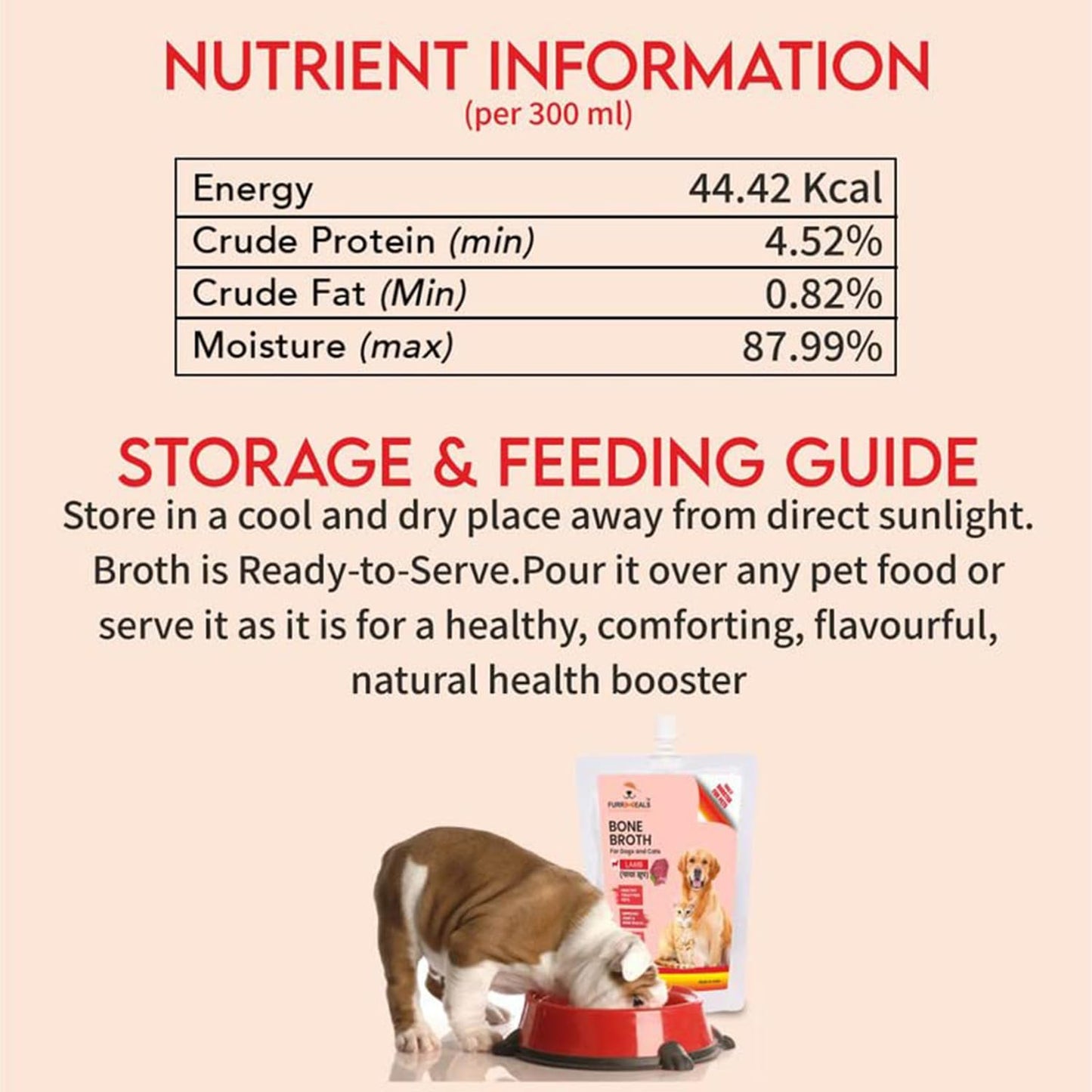 FurrMeals Lamb Bone Broth - Paya Soup | All Life Stages Ready to Serve I Gravy/Wet Dog Food | Treat for Dogs and Cats | 300ml x Pack of 1 | Joint Health Natural Supplement