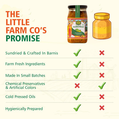 THE LITTLE FARM CO Punjabi Mango Pickle - Aam ka Achar |Less Oil Mustard Base Homestyle Tangy Mango Pickles with Saunf | No Added Preservatives, Artificial Colours & Flavours | Traditional Recipe