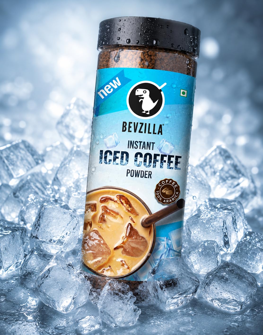 Bevzilla 200 Gram Instant Iced Coffee Powder | Make 100 Cups|Arabica Strong Coffee|Cold Coffee | Unbreakable Jar