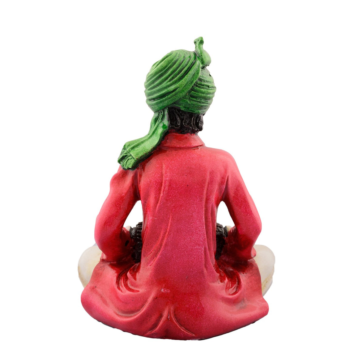 Rajasthani Lady Playing Dholak Showpiece Polyresin Statue (12.5 cm x 10 cm x 15 cm, Green and Orange)