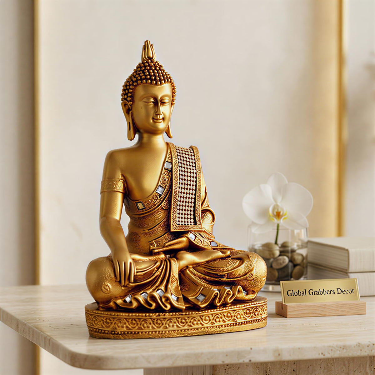 Buddha Idol Statue | Home Decoration Items for Living Room (GOLDEN4)
