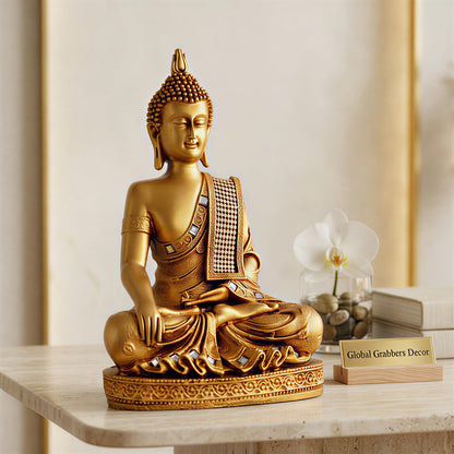 Buddha Idol Statue | Home Decoration Items for Living Room (GOLDEN4)