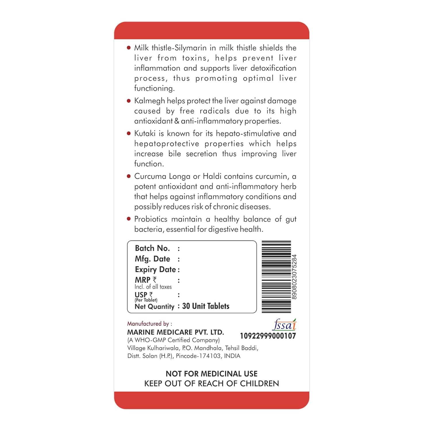 Back label of a medical product with text and a barcode on a white background