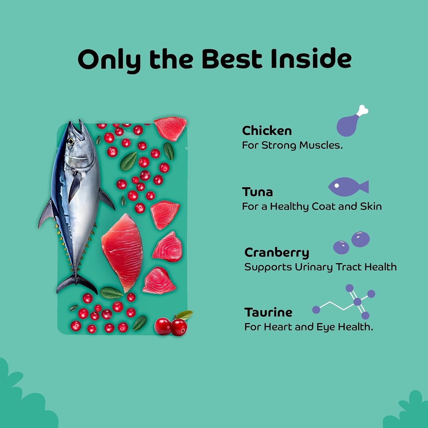 Applod Tuna with Cranberry Soft Cat Treats for Kittens & Adult Cats | Made with Real Tuna | Grain-Free Protein-Rich Snacks with Taurine & No Fillers | 35g