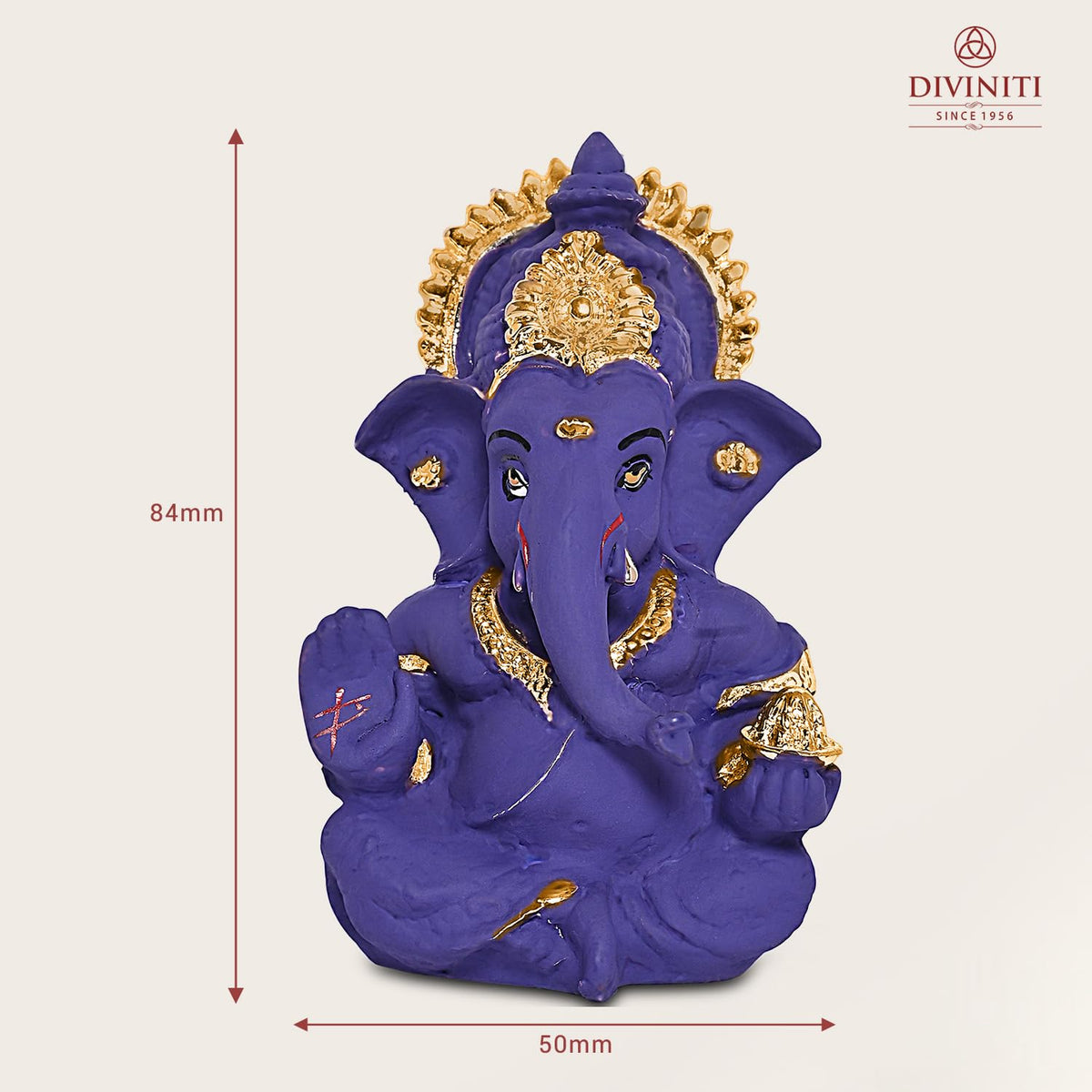 24K Gold Plated Resin Lord Ganesha Idol for Car Dashboard, Tabletop|Ganesh Statue for Good Luck and Success|Ganpati Murti for Home Decor Mandir, Office Desk Puja Gift Purple (8.4x4.2cm)