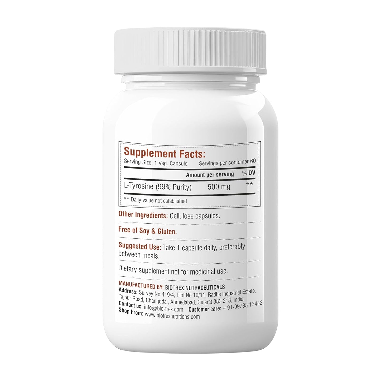 Biotrex Nutraceuticals L-Tyrosine 500mg - 60 Capsules