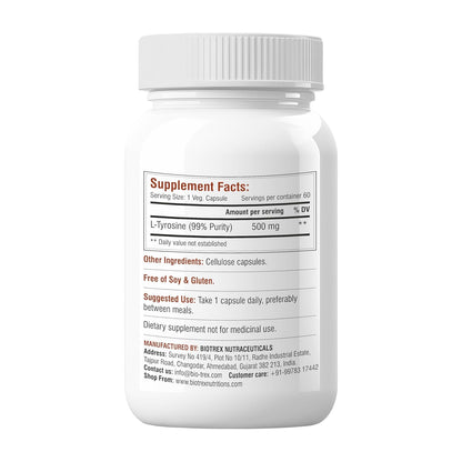 Biotrex Nutraceuticals L-Tyrosine 500mg - 60 Capsules