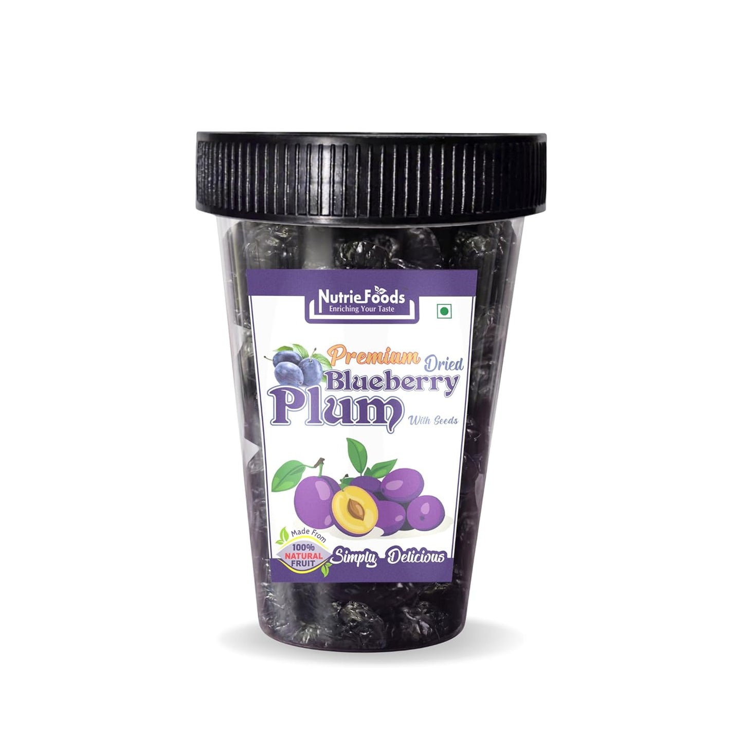 Nutriefoods Premium Blueberry Plum | No added artificial colors, flavors | 100% Natural Dried Fruit | With Seeds, Pack of 250g