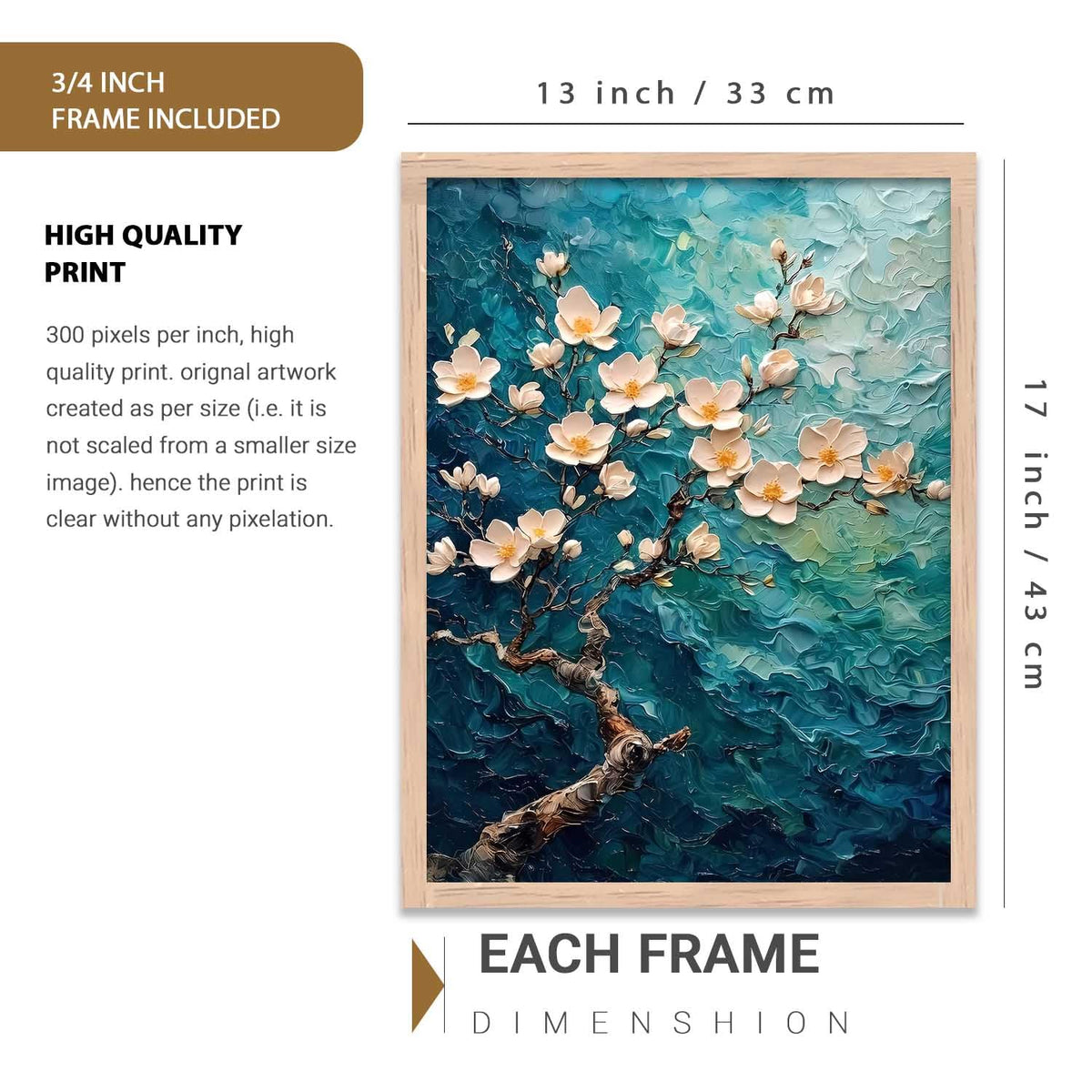 flower Wall Art Home Decoration | Aesthetic Floral Paintings With Frame For Living Room Bed Room Hotel Wall Decor Digital Reprint (13x17 inch)