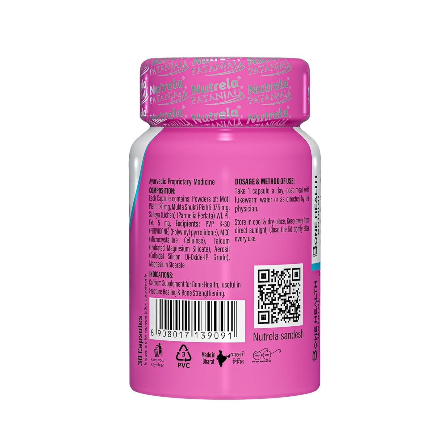 NUTRELA Bone Health Natural Calcium Supplement for Men & Women | Supports Bone Density, Joint Health, and Muscle Strength - 30 Capsules