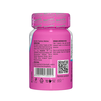 NUTRELA Bone Health Natural Calcium Supplement for Men & Women | Supports Bone Density, Joint Health, and Muscle Strength - 30 Capsules