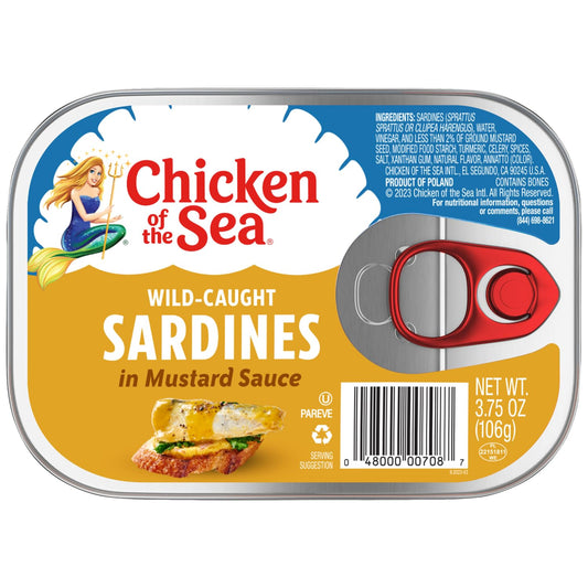 Chicken of the Sea Sardines in Mustard Sauce, 3.75 Ounce Can (Pack of 1), Wild Caught Canned Sardines