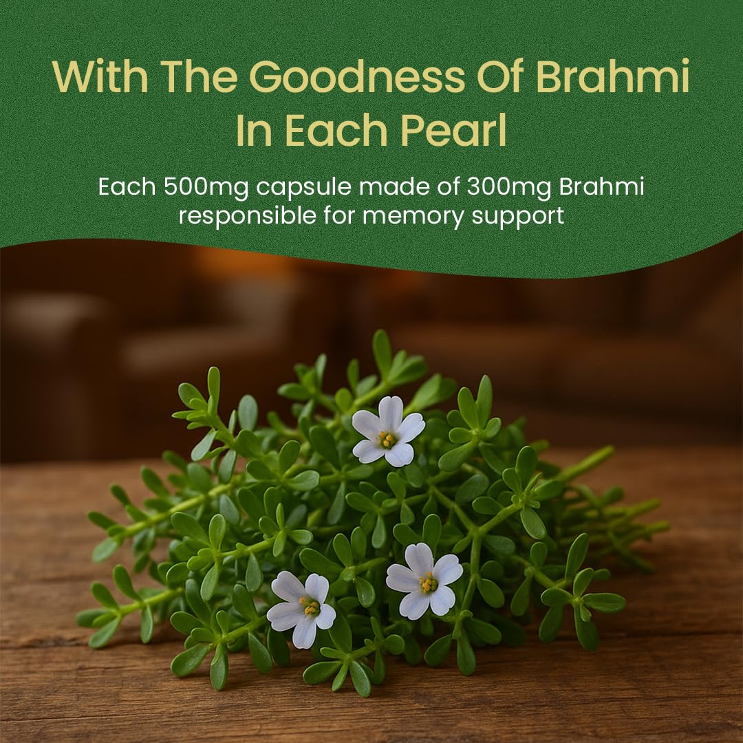 KERALA ayurveda Brahmi Pearls with Ghee & Shankpushpi for Memory 40 Caps