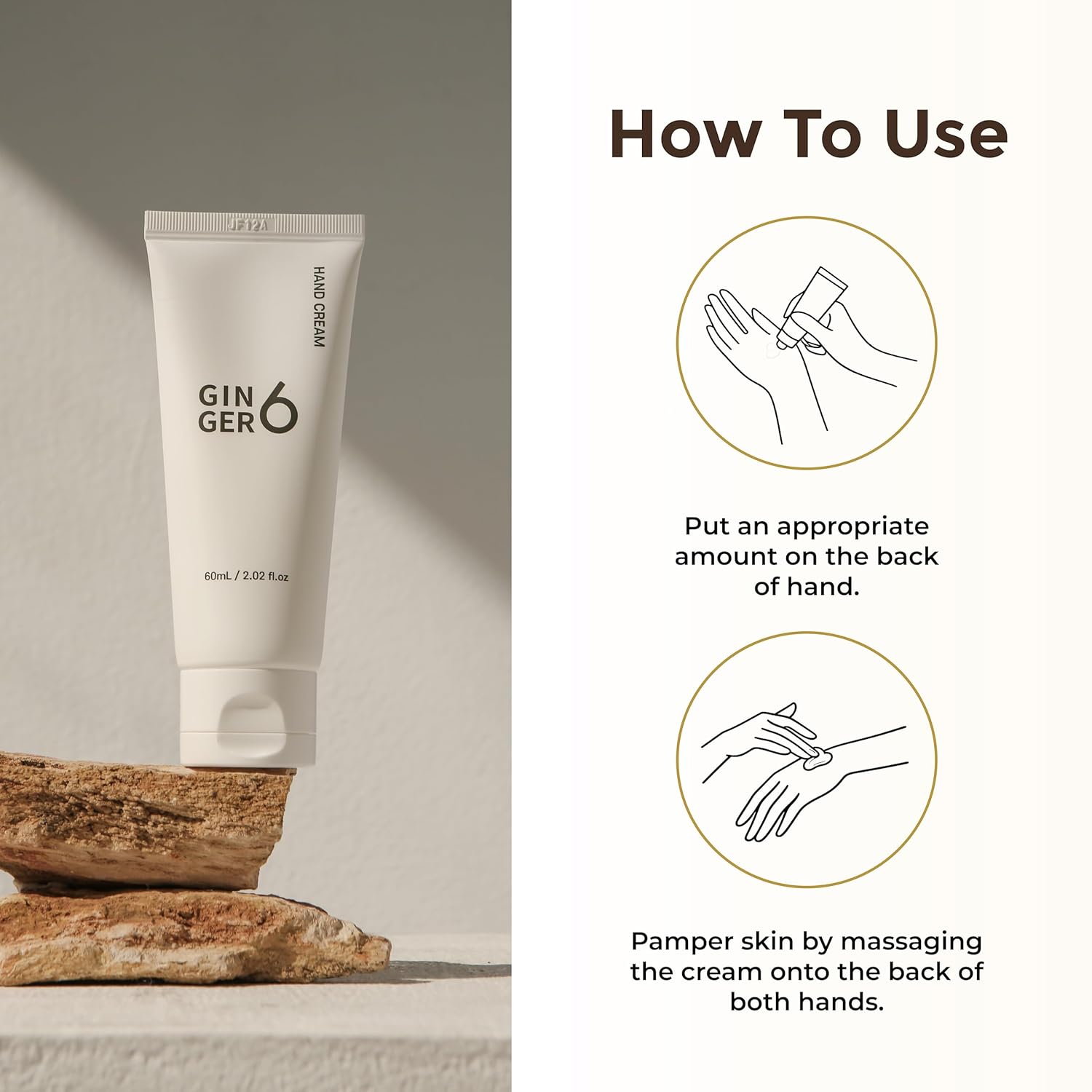 Tube of GIN GER 6 cream with usage instructions on a neutral background