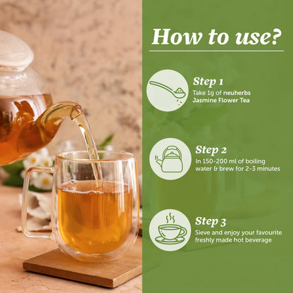 Neuherbs Jasmine Flower Tea 30g (Pack of 1) | Promote Calmness and Relaxation | 100% Clean, Natural & Pure | Rich in Antioxidant | Caffeine Free Tea