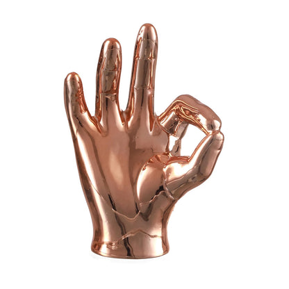 Set of 3 Hand Sign Gesture Showpiece Statue Collectible Figurines (Ceramic, Copper) for Home Decor Living Room Bedroom Wall Shelf Office Table Top Decoration Gifting Items, Religious