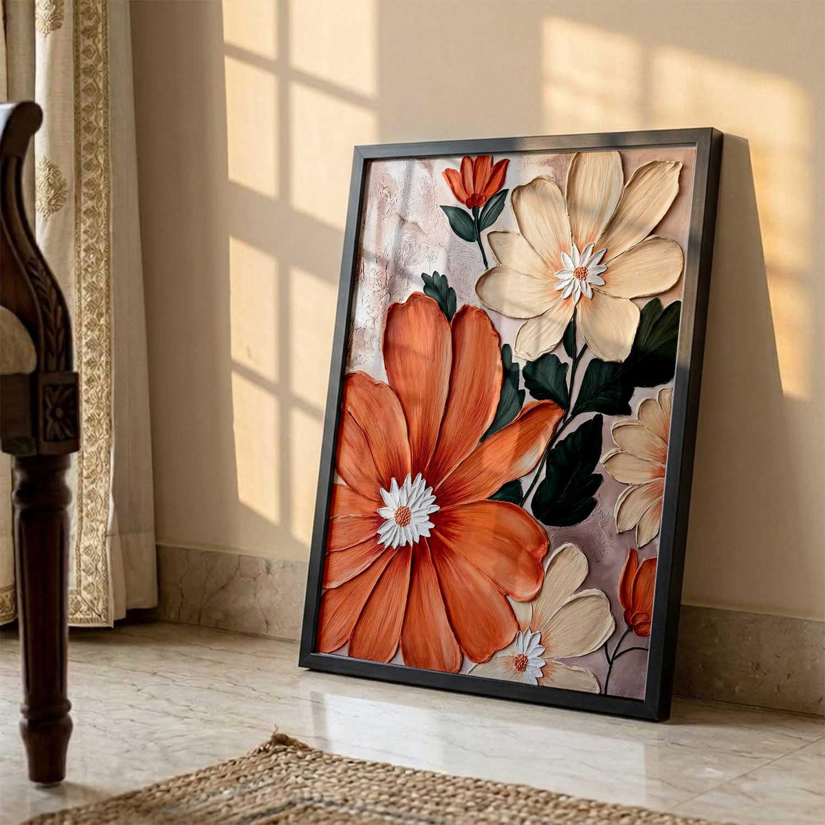 Decorative flower Wall Art Home Decor Modern Painting poster With Frame For Living Room Bed Room Hotel Wall Decor Digital Reprint (13X17 INCH)