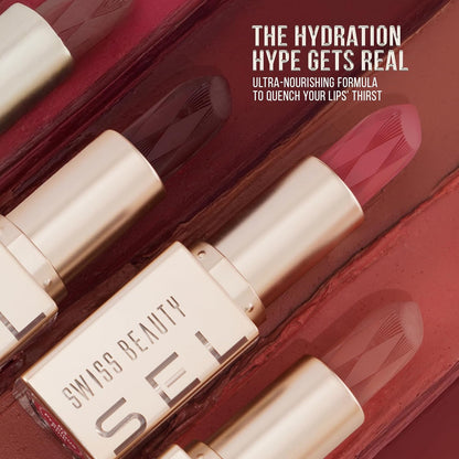 Swiss Beauty Select Crème Touch Hydrating Lipstick | With Vitamin E and Tea Tree Oil | High -shine finish | shade- Walnut Brown, 4g