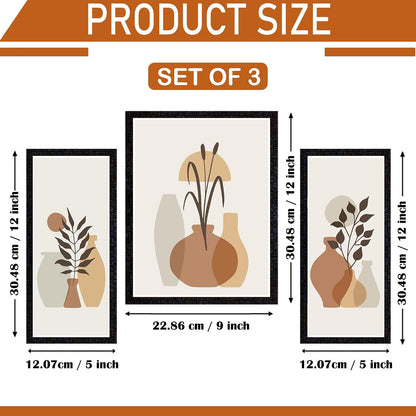 Wall Painting Frames For decor, Pictures Frame For Living Room, Home Decoration, Bedroom, Set of 3, 1pc- 23 x 30 cm, 2pc- 12.5 x 30 cm (Design 17)