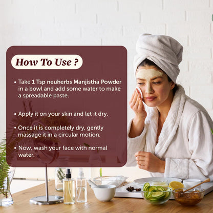 Neuherbs Manjistha Powder 100g For Men & Women | Pure & Natural Powder for Clean and Glowing Skin | Cruelty & Paraben Free | With No Artificial Colour & Additives