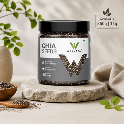 WELLAYA Chia Seeds - | Calcium and Protein Rich Healthy Raw Seeds | Clean Chia Seeds for Eating | Vegan Superfood for Wellness