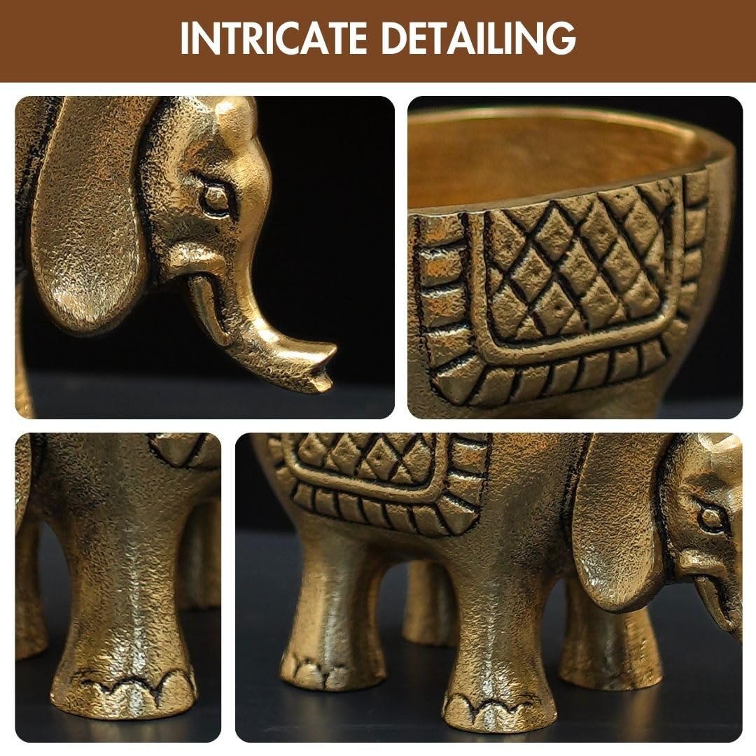 BEHOMA Metal Elephant for Good Luck, Golden - Set of 2