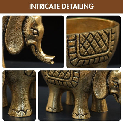 BEHOMA Metal Elephant for Good Luck, Golden - Set of 2