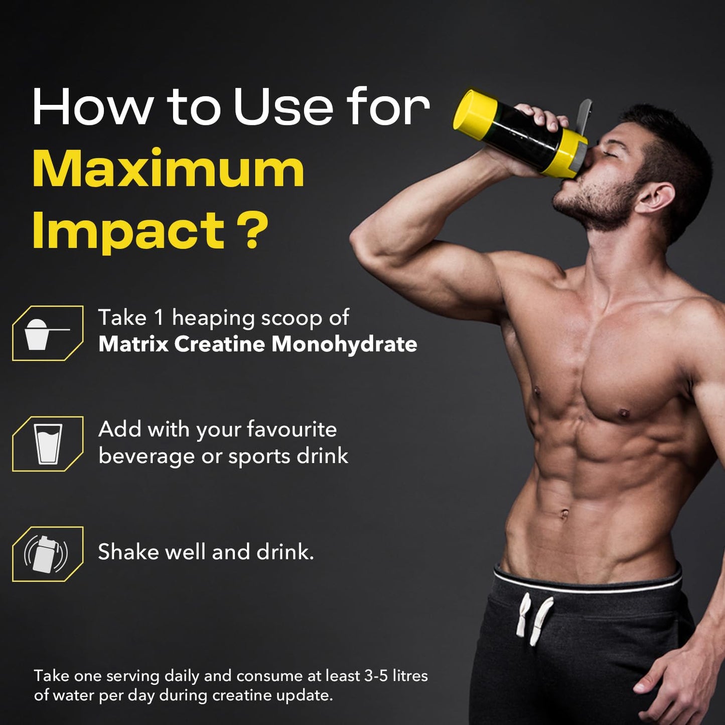 MyShake Micronised Creatine Powder - 250gm (83 Servings) | 3g Creatine Monohydrate Per Serve | Rapid Absorption, Boost Strength & Fuels Muscle | Supports Athletic Performance & Power