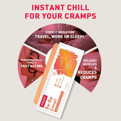 Product packaging for 'Instant Chill for Your Cramps' with text on a beige background