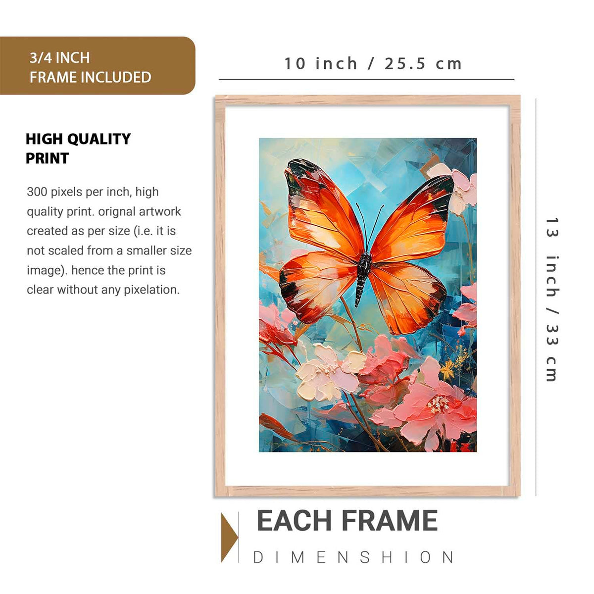 Premium Digital Paintings with Frame for Home Decoration - Painting for Living Room Bedroom Office - Painting for Wall Decoration - Pack of 4 (C)