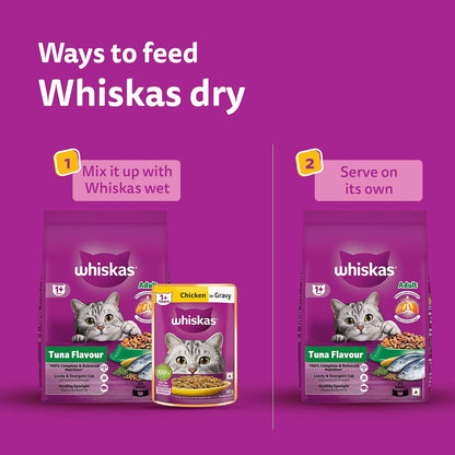 Whiskas Adult (1+ Years) Dry Cat Food, Tuna Flavour, 480 g, Contains 41 Essential Nutrients, Complete & Balanced Nutrition for Adult Cats