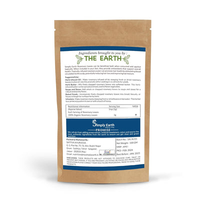 Simply Earth Rosemary Dried Leaves For Hair Growth | Top Grade Leaves Rosemary Herb Tea | Organic | Natural Foods - 100 GM