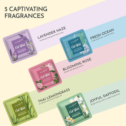 Aromahpure Gel Wave Bathroom Freshener | Assorted 50g (10g each) | Set of 5 Gel-Based hanging Pocket freshener I Lasts Up to 30 Days