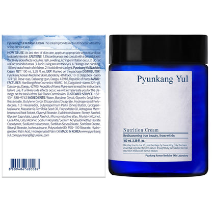 [PKY] Pyunkang Yul Nutrition Cream for Powerful Hydration with Minimal Ingredients, Face Moisturizer with Balanced Nourishment, Zero-Irritation, Korean Skincare (100ml)