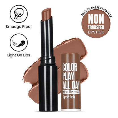 Fashion Colour Play all day Non Transfer Lipstick For Women | Matte Lipstick | Smooth Glide | Waterproof | Longlasting | Paraben-Free Lip Color for All Skin Tones | (Terracotta, 2gm)