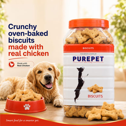 Purepet Dog Treats Biscuits for All Life Stages 800g Pack | Real Chicken Flavour | Active Behaviour | Oral Health |Training and Behaviour