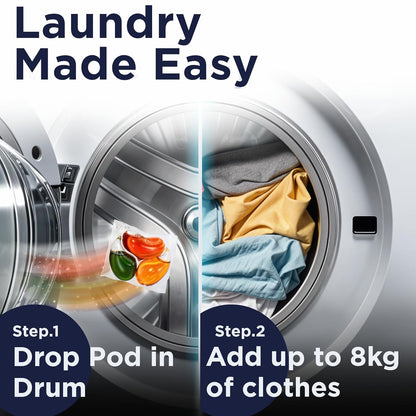 Ecosys 3-in-1 Dissolvable Magic Laundry Pods for 20 washes:Bioenzymes Infused,Tough Stain Fighter for Top & Front Load with Floral Aroma,1 Pod = 1 Wash for 5-7kg