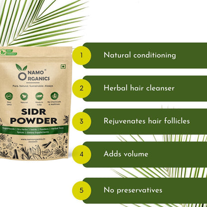 Namo Organcis - Sidr Leaves Powder - 300g | Natural Deep Cleansing & Conditioning Herb for Hair Care | Traditional Herbal Cleanser |Plant-based Source of Mucilages and Saponins