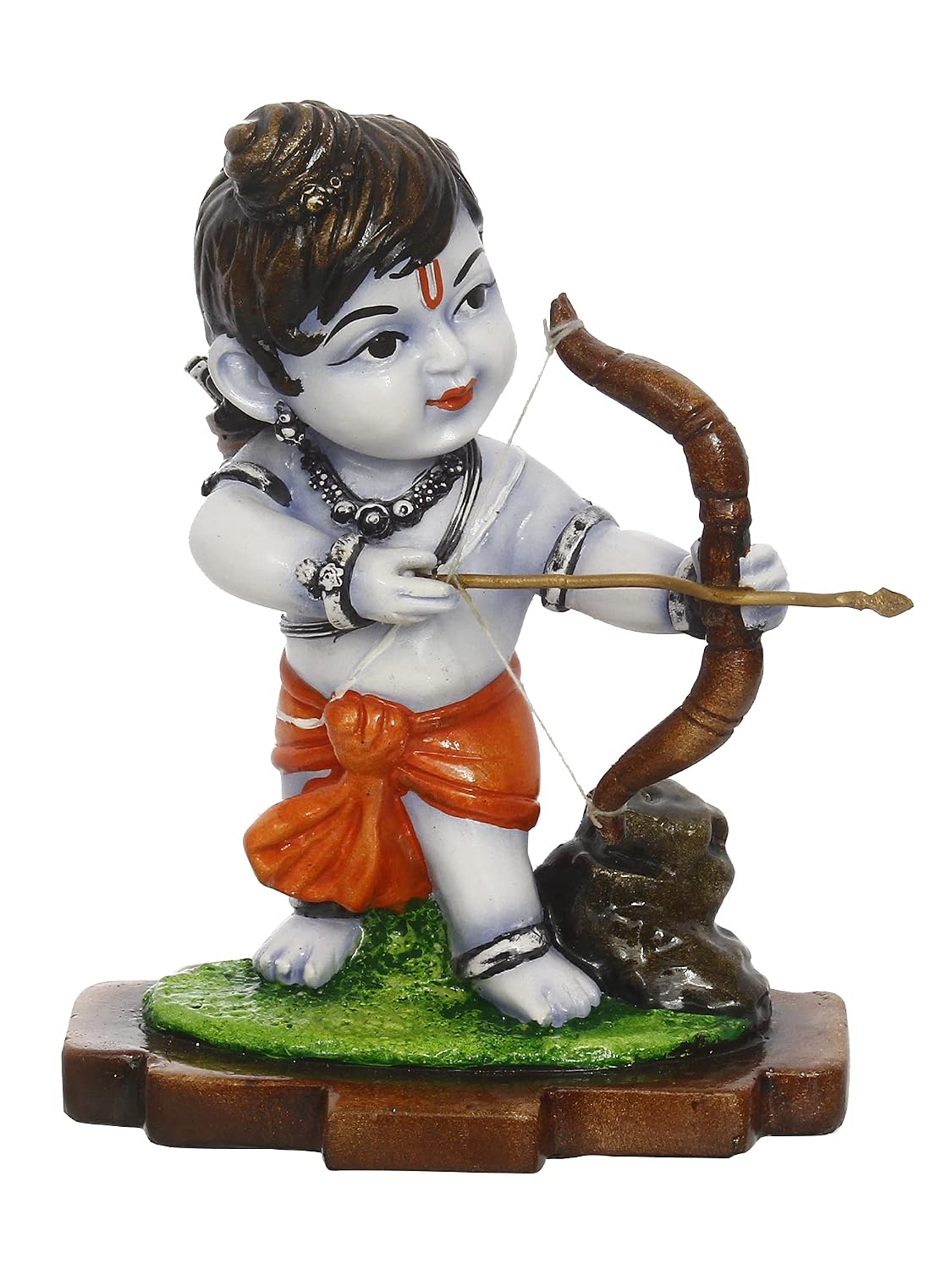 Resin Shree Ram Murti Playing with Bow and Arrow | Lord Rama Idol | Shri Ram Statue for Home Temple Pooja Mandir Office| Showpiece Gift for Diwali Housewarming Ram Navami Dussehra Birthday