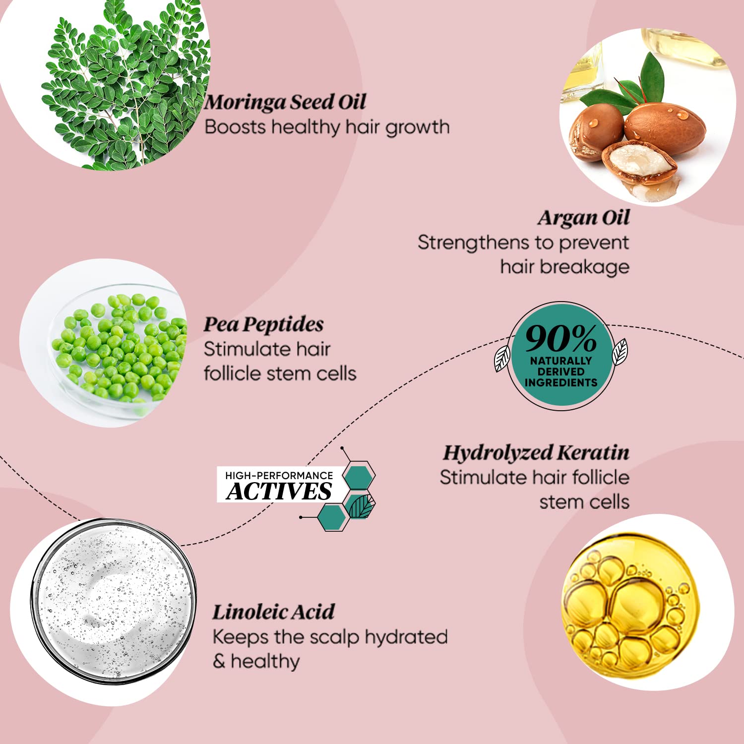Zephivo DOT & KEY Pea Peptide Strengthening Moringa & Argan Hair Mask | Hair Mask For Hair Fall Control | Hair Mask For Dry And Frizzy Hair | For Smoothening Hair | For Women & Men, 200 Millilitre
