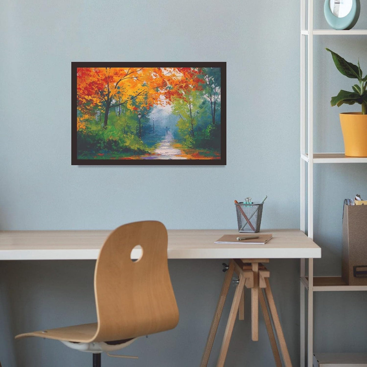 Tree Scenery Framed Photo, Wall Hanging Home Decor Painting for Living Room & Bedroom Decoration (18 x 12 Inch,Paper)