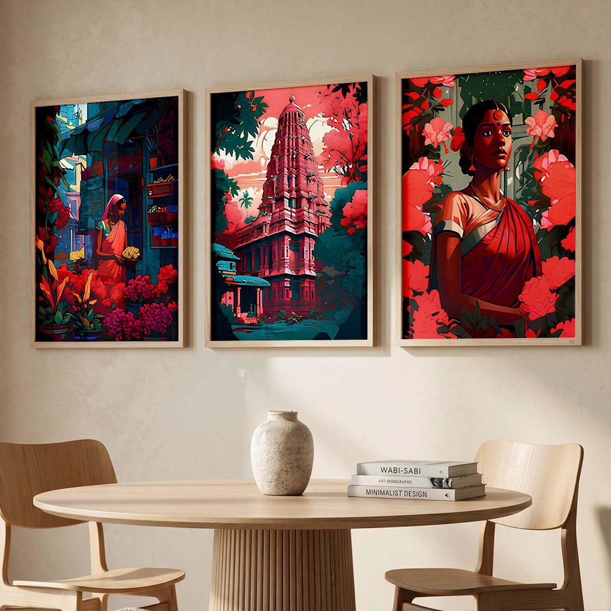 Premium Digital Painting with Frame for Home Decor - Painting for Living Room Bedroom Office Room Decor - Painting for Wall Decoration - Pack of 3 (Modern Art Painting, Design07, 10X13 inch)