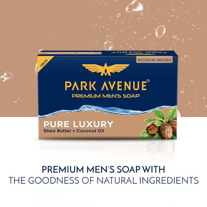 Park Avenue Premium Men’s Soaps for Bath – Pure Luxury | 125g (Pack of 4) | Enriched with Shea Butter & Coconut Oil | Grade 1 Soap | For All Skin Types