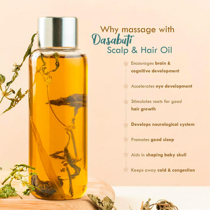 Nat Habit Winter Baby Hair Oil for Kids 0-5 Years | Ayurvedic Hair Oil for Baby with Brahmi, Matsyakshi & Dasabuti | Hair Growth Oil with Desi Ghee & Cold Pressed Oils | Cools Body, Aids Sleep, 110ml