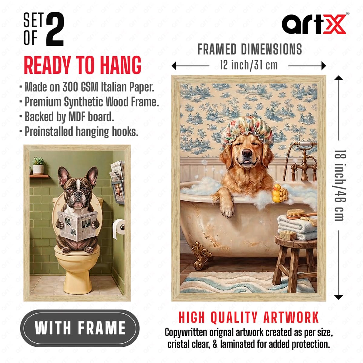 Dog Wall Art for Washroom & Bathroom Paintings | Washroom Photos Frame