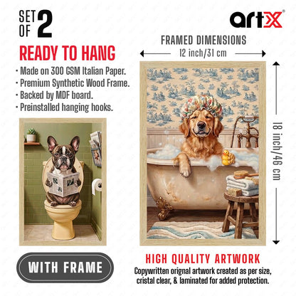 Dog Wall Art for Washroom & Bathroom Paintings | Washroom Photos Frame