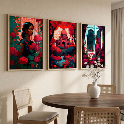 Premium Digital Painting with Frame for Home Decor - Painting for Living Room Bedroom Office Room Decor - Painting for Wall Decoration - Pack of 3 (Modern Art Painting, Design06, 10X13 inch)